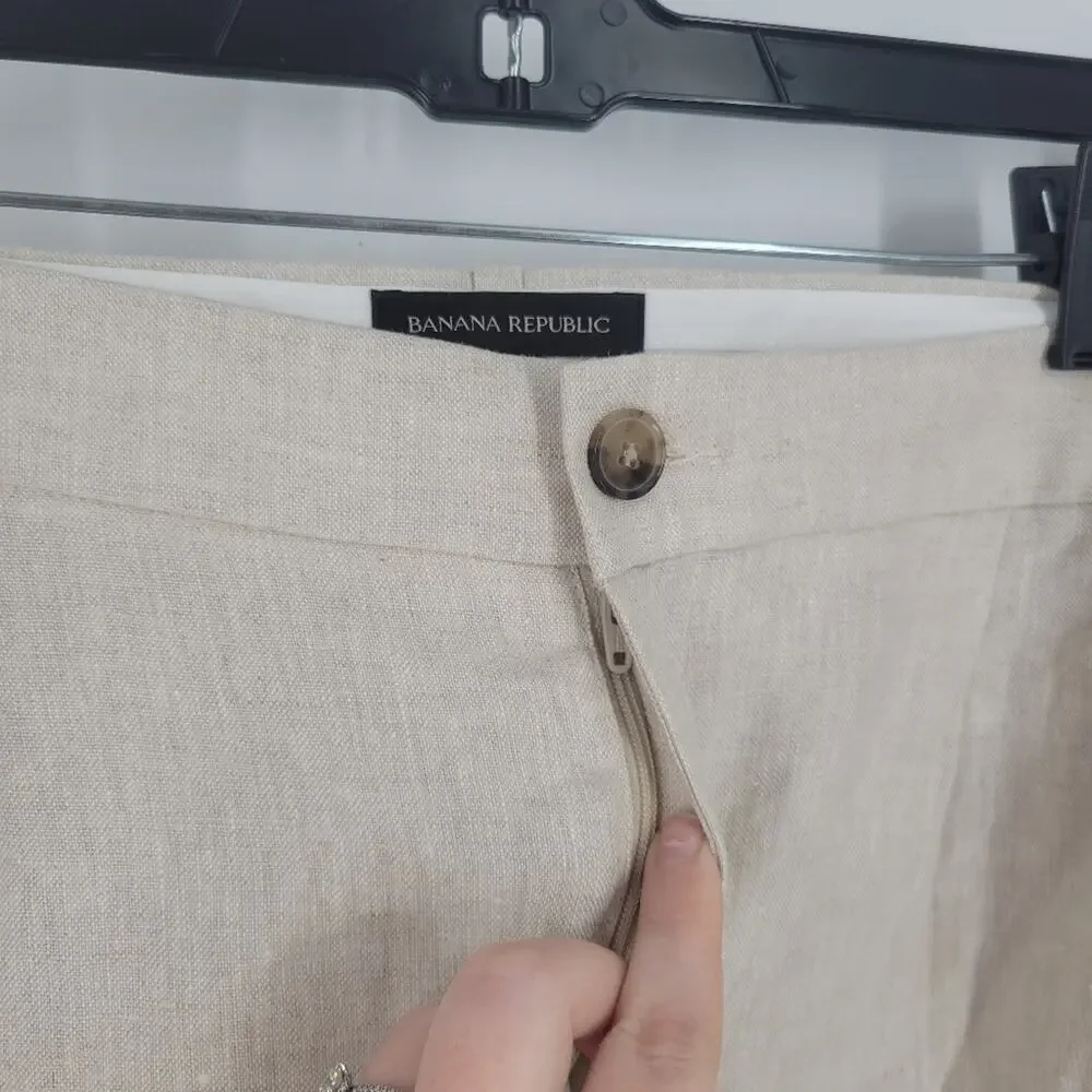 Banana Republic Natural Linen Beige Palma Straight Leg Pant 20